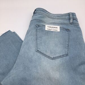 Vigoss Womens Marley Mid Rise Skinny Distressed Raw Hem Jeans Size 18 NWT